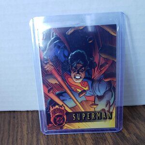 1996 DC Comics Superman #1 Outburst Firepower Embossed Card